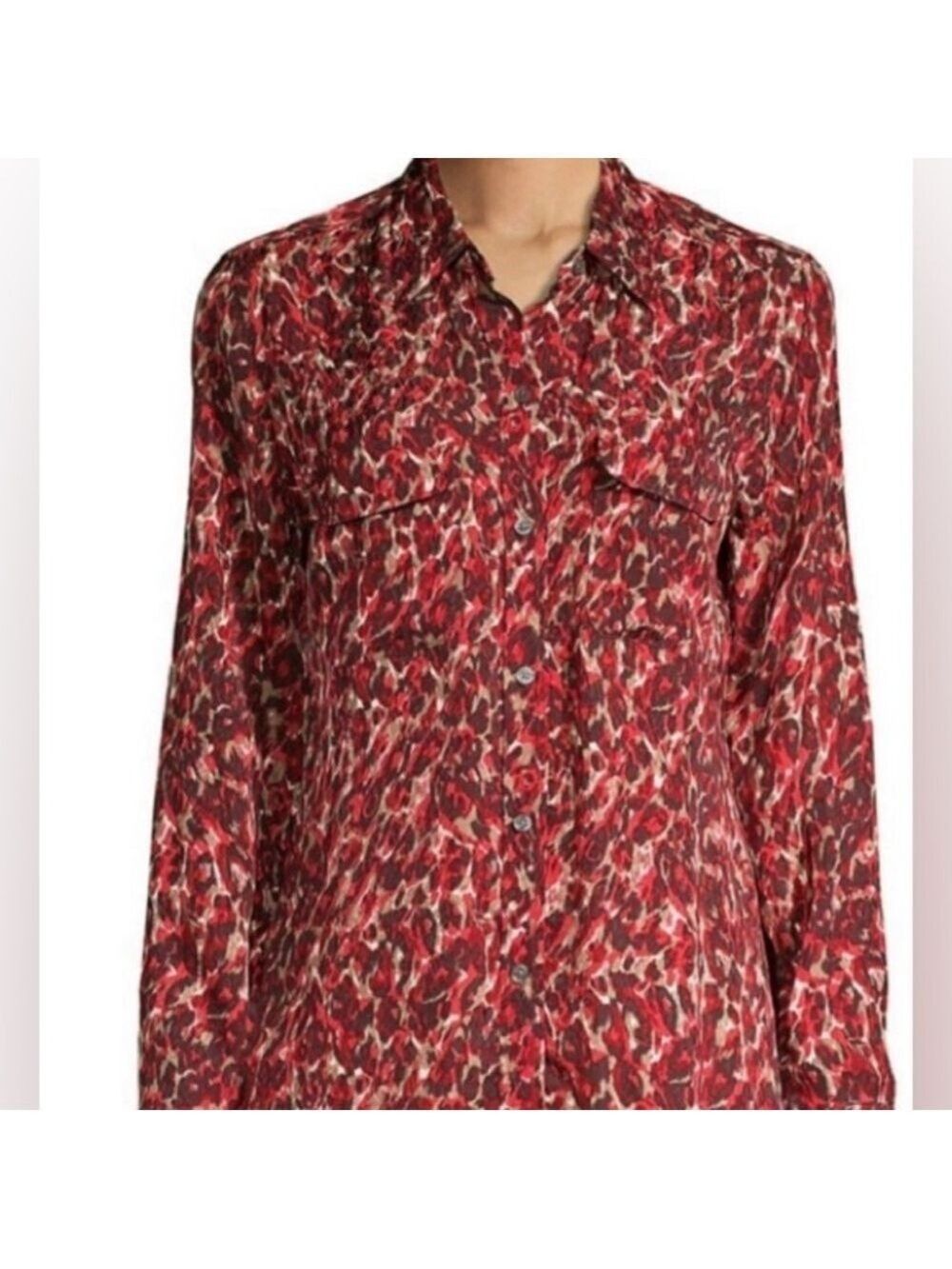340. Equipment| Blouse in Red print. Small